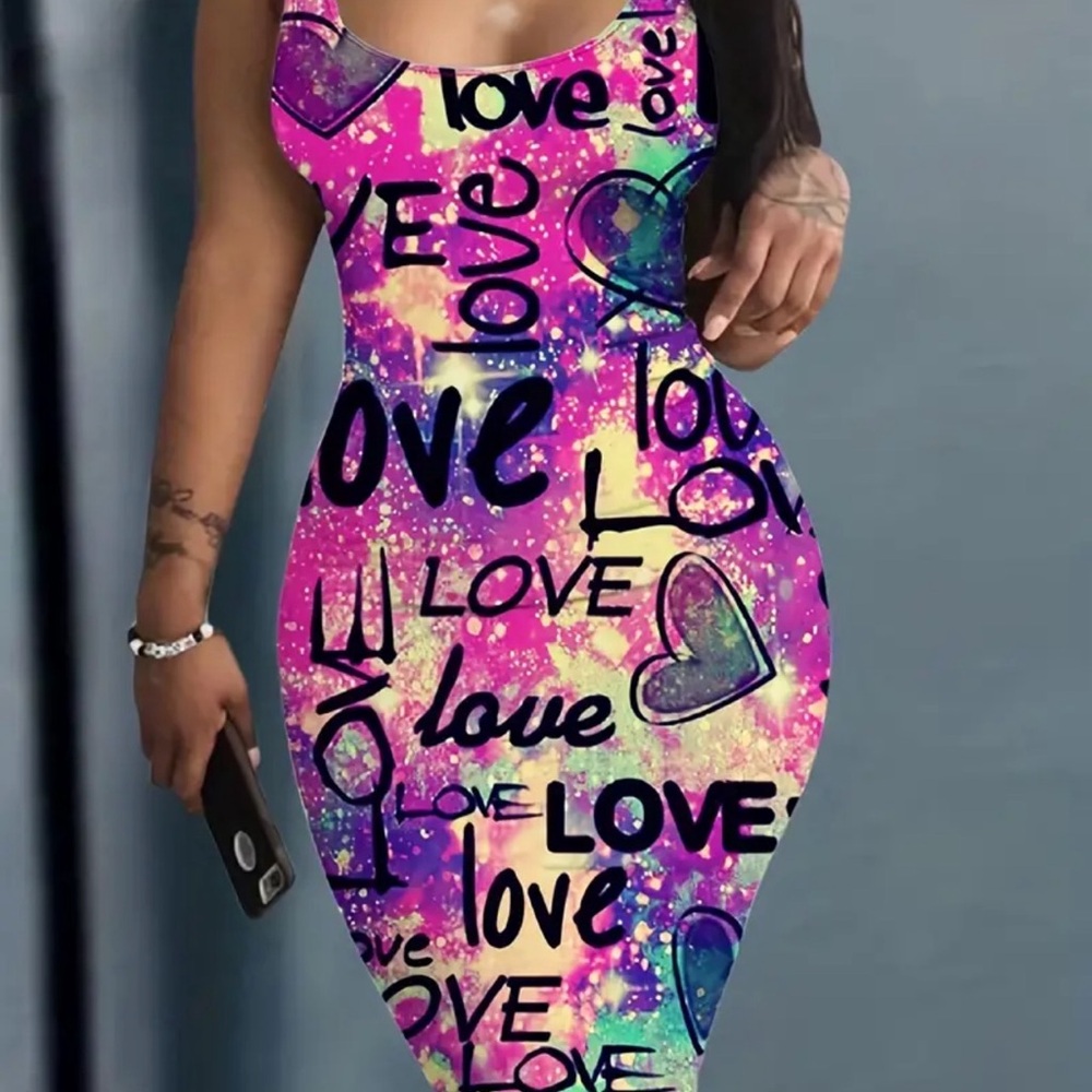 Tank top letter and heart dress size large